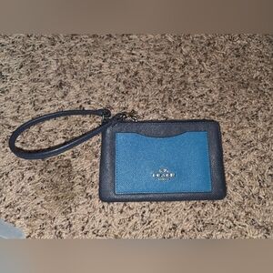 Coach Corner Zip Small Wristlet in Colorblock Crossgrain Leather